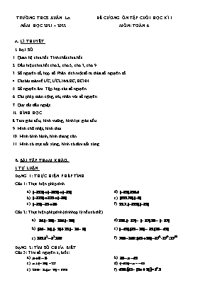 Đề cương ôn tập cuối học kì 1 môn Toán 6